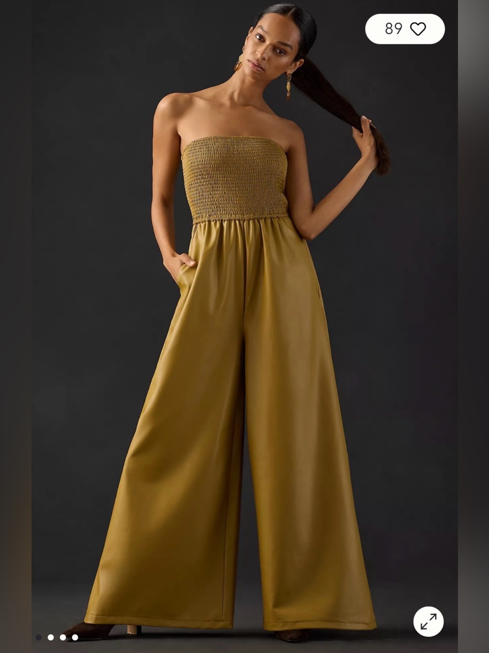 NWOT Pilcro by Anthropologie Halter Faux Leather Jumpsuit